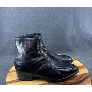 VTG Dingo Size 13D Black Leather Side Zip Ankle Shoes Dress Boots 4450